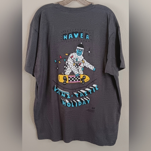 RARE Vans Holiday Tee T-Shirt XL Gray Christmas Skater Skateboard - Picture 3 of 8
